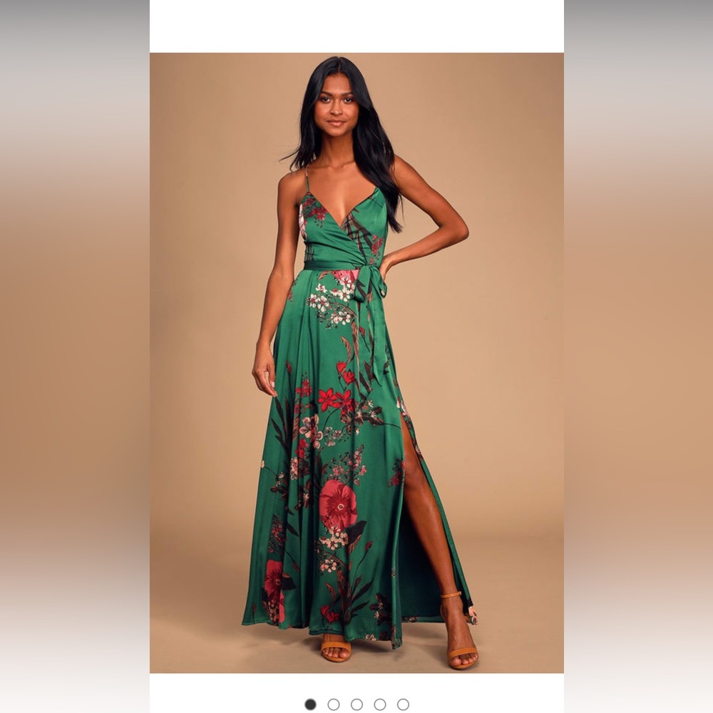 Lulus Green Floral Dress